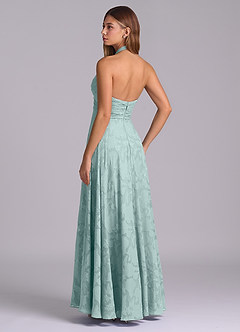 Azazie Tessie Bridesmaid Dresses Mist A-Line Pleated Floral Burnout Dress image6