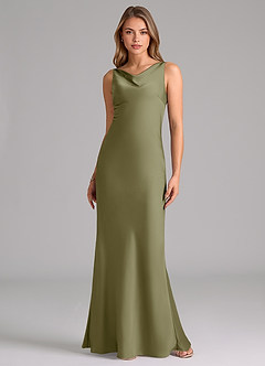 Azazie Allettie Bridesmaid Dresses Pistachio Mermaid Stretch Satin Dress image6