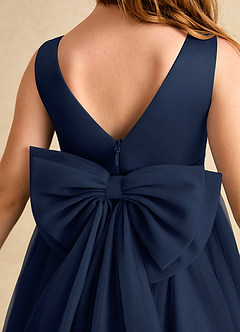 Azazie Winnie Flower Girl Dresses Dark Navy Ball-Gown Bow Tulle Dress image7