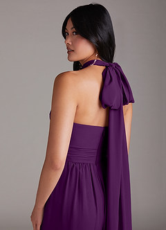 Azazie Lamara Bridesmaid Dresses Grape Off the Shoulder Chiffon Convertible Jumpsuit image11