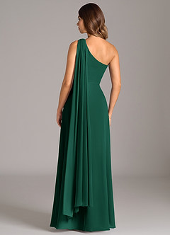 Azazie Tella Bridesmaid Dresses Emerald A-Line One Shoulder Chiffon Dress image6