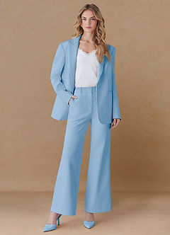 front Amelia Sky Blue Refined Weave Performance Oversized 2-Piece Suit
