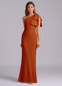 Azazie Yuanna Bridesmaid Dresses Paprika Mermaid One Shoulder Chiffon Dress image5