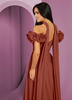 Barbie ♥ Azazie Bridesmaid Dresses Auburn A-Line Off the Shoulder Chiffon Convertible Dress image7