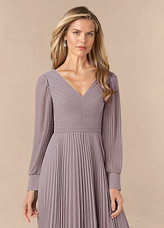 Azazie Zina Mother of the Bride Dresses Dusk A-Line Pleated Chiffon Dress image5