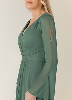 Azazie Teraso Mother of the Bride Dresses Eucalyptus A-Line Pleated Mesh Dress image5