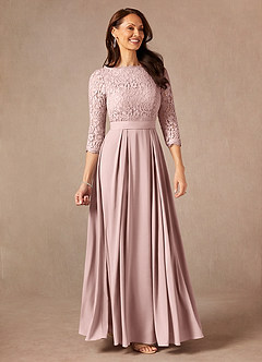 Azazie Lucianna Mother of the Bride Dresses Dusty Rose A-Line Lace Dress image4