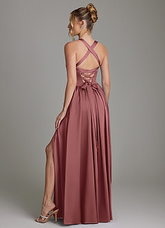 Azazie Francis 신부 들러리 드레스 A라인 코르셋 스트레치 새틴 바닥 길이 드레스 image7