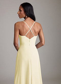 Azazie Naeem Bridesmaid Dresses Lemon Sorbet A-Line V-Neck Ruffle Chiffon Dress image7