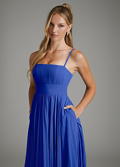 Azazie Ari Jurken voor bruidsmeisjes Jurk van Chiffon met A-lijn Strapless Koningsblauw image2