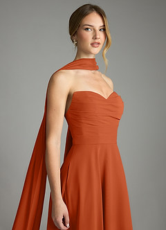 Azazie Ayla Abiti da Damigella Abito A-Line in Chiffon Scollo a Cuore Arancia Bruciata image6