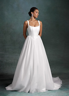 Azazie Jasmine Vestidos de novia Vestido Diamante Blanco de Mikado elástico de Corte Princesa image1