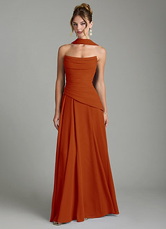 Azazie Gabriela Brautjungfernkleider A-Linie Korsett Chiffon Kleid Paprika image1