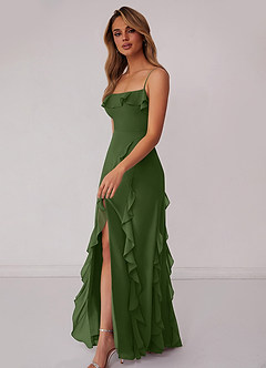 Barbie ♥ Azazie Bridesmaid Dresses Olive Sheath Bow Chiffon Dress image5