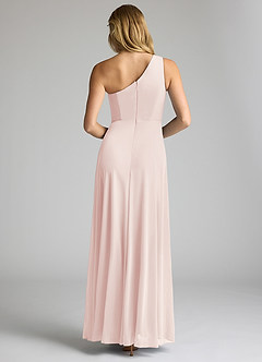 Azazie Brooke Bridesmaid Dresses Rose Petal A-Line One Shoulder Mesh Dress image5