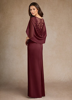 Azazie Hera Mother of the Bride Dresses Cabernet A-Line Lace Stretch Satin Dress image3