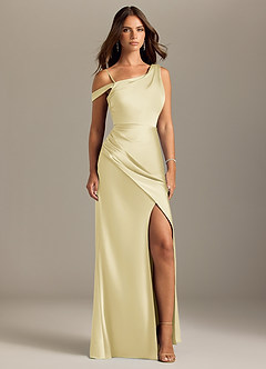 Azazie Madelyn Bridesmaid Dresses Lemon Sorbet Mermaid One Shoulder Stretch Satin Convertible Dress image9