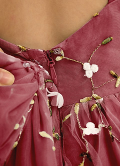 Azazie Bean Jurken voor bloemenmeisjes Baljurk Jurk van Tule Mouwloos Granaatappel image6