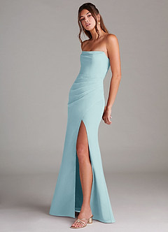 Azazie Leonis Bridesmaid Dresses Sea Glass Sheath Strapless Chiffon Convertible Dress image3