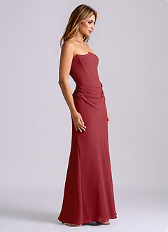Azazie Debby Bridesmaid Dresses Pomegranate Mermaid Strapless Chiffon Dress image5