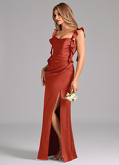 Azazie Jessamine Brautjungfernkleider A-Linie Korsett Stretch-Satin Kleid Rost image5