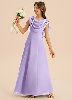 Azazie Lambie Junior Lilac A-Line Pleated Chiffon Dress image2