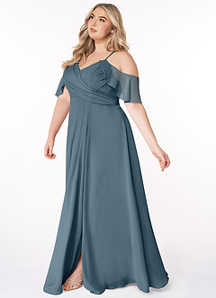 Azazie Dakota Bridesmaid Dresses Twilight A-Line V-Neck Pleated Chiffon Dress image7