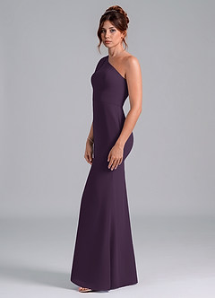Azazie Rinna Bridesmaid Dresses Plum Mermaid One Shoulder Chiffon Dress image4