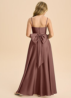 Azazie Bear Junior Espresso A-Line Sweetheart Neckline Stretch Satin Dress image2