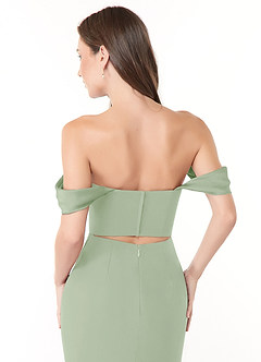 Azazie Lynnie Vestidos de damas de honor Vestido de Salvia Polvorienta de Gasa de Corte Sirena Convertible con Vestidos sin tirantes image6