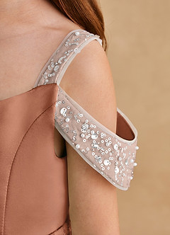 Azazie Judi Flower Girl Dresses Bronzer A-Line Matte Satin Dress image5