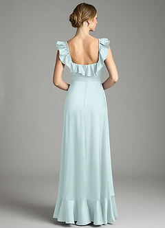 Azazie Lyra Bridesmaid Dresses Sea Glass A-Line Off the Shoulder Stretch Satin Convertible Dress image8