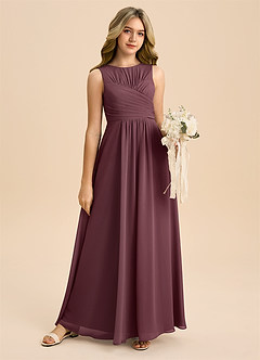 Azazie Skyla Junior A-Linie Plissee Chiffon Kleid Sangria image6