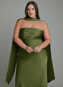 Azazie Saylor Bridesmaid Dresses Olive Mermaid Strapless Stretch Satin Dress image18