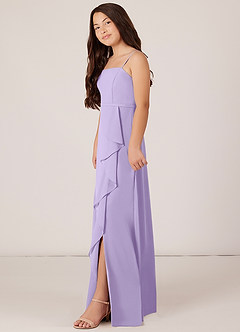 Azazie Kaylee Junior Lilac A-Line with Belt Chiffon Dress image3