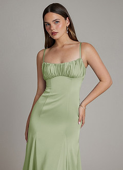 Azazie Avira Suknie dla druhen Syrena Satyna elastyczna Do ziemi Sukienka image3