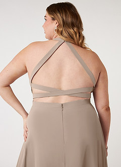 Azazie Clarice Bridesmaid Dresses Taupe A-Line Halter Chiffon Dress image10