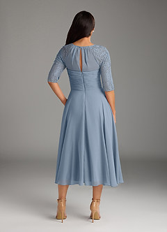Azazie Dorothea Mother of the Bride Dresses Dusty Blue A-Line Scoop lace Chiffon Dress image7