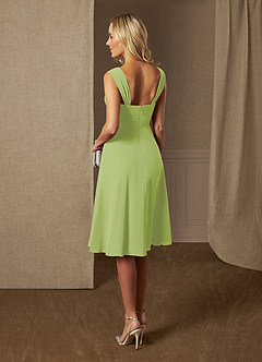 Azazie Olivia Final Sale Pear A-Line Square Neckline Pleated Chiffon Dress image9