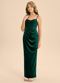 Azazie Mai Junior Emerald A-Line Sweetheart Neckline Velvet Dress image4