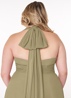 Azazie Fifi Vestidos de damas de honor Vestido de Musgo Verde de Gasa de Corte en A Convertible con Sin tirantes image14