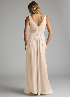Azazie Gina Bridesmaid Dresses White Alabaster A-Line V-Neck Pleated Chiffon Dress image5