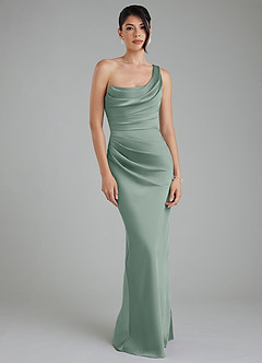 Azazie Sabrina Bridesmaid Dresses Silver Sage Mermaid Corset Stretch Satin Dress image6