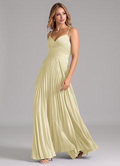 Azazie Vini Abiti da Damigella Abito A-Line in Raso Elasticizzato Plissettato Sorbetto Al Limone image5