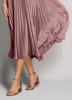 front Matching Color Matte Satin Block Heel Sandals & Envelope Clutch Set