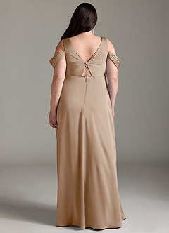 Azazie Rhea Zwangerschaps Bruidsmeisjekleding A-Lijn Off The Shoulder Geplooid Stretch Satijn Vloerlengte Jurk image9