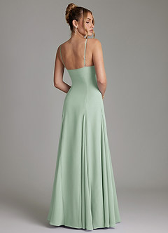 Azazie Imani Robes de demoiselle d'honneur Robe Trapèze en Mousseline de soie Encolure en Forme de Cœur Agave image2