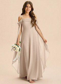 Azazie Moana Junior Linia A Pofałdowany Szyfon Długość podłogi Młodsza druhna Sukienka image3