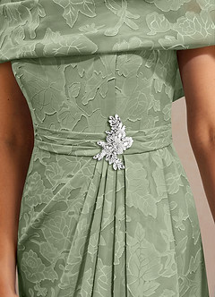 Azazie Branford vestidos de madre de la novia Vestido de Salvia Polvorienta de Devorado Floral de Corte En A con Plisado image6