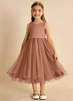 Azazie Lass Flower Girl Klänningar Klänning A-Line i Tyll Rosett image5